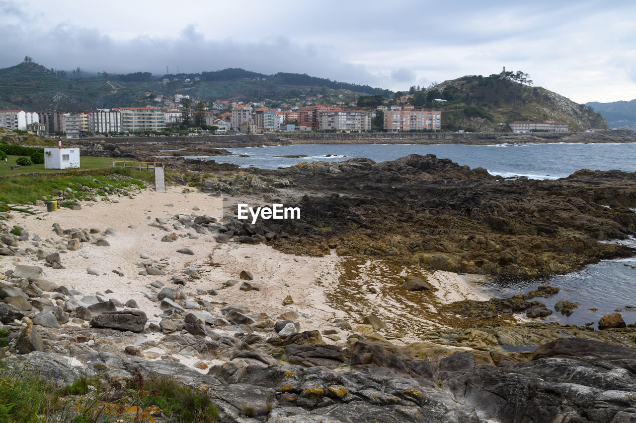 View of the beach of os frades in baiona 
 - galicia