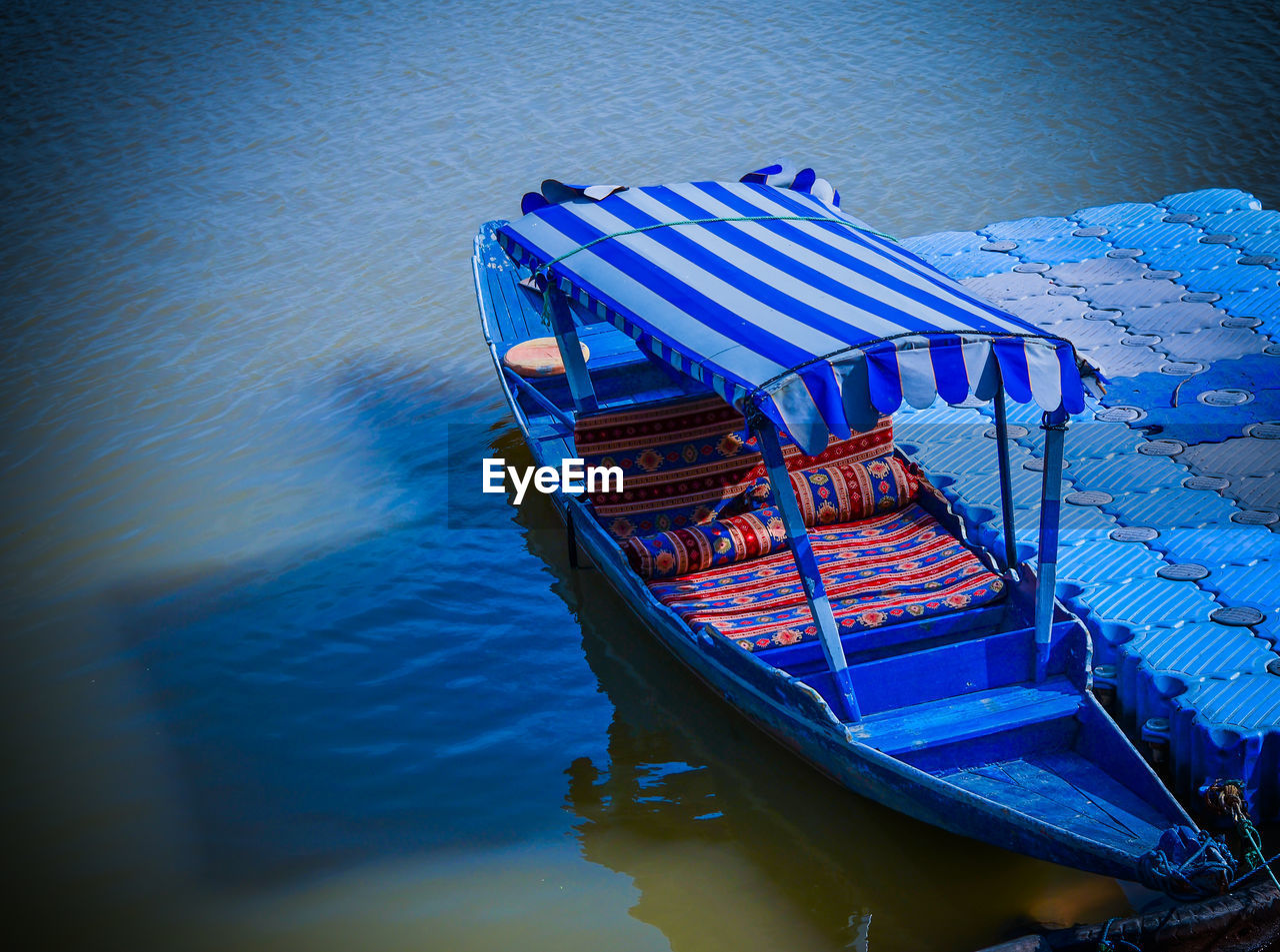 High angle view of boat on lake