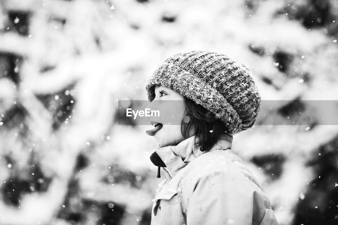 Close-up of girl in snow