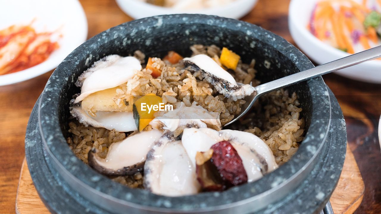 Close-up of meal served in bowl