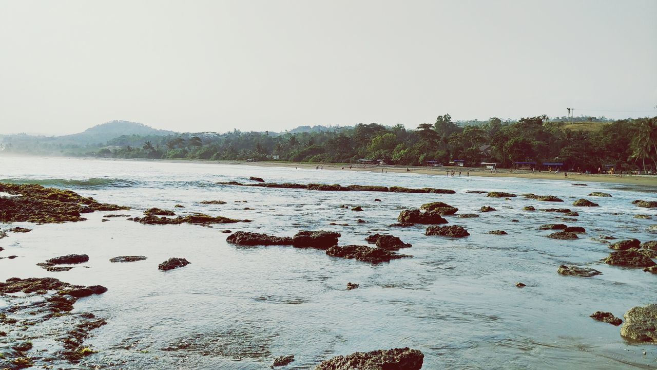 Scenic view of sea against clear sky