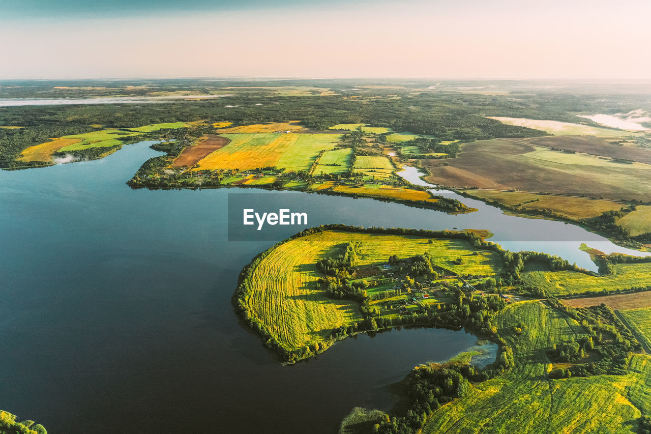 high angle view of landscape against sky