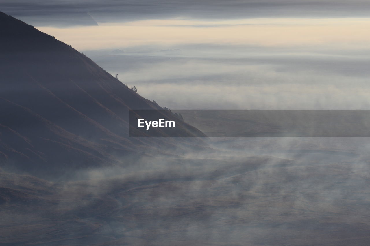 Misty morning of bromo tengger semeru national park, indonesia