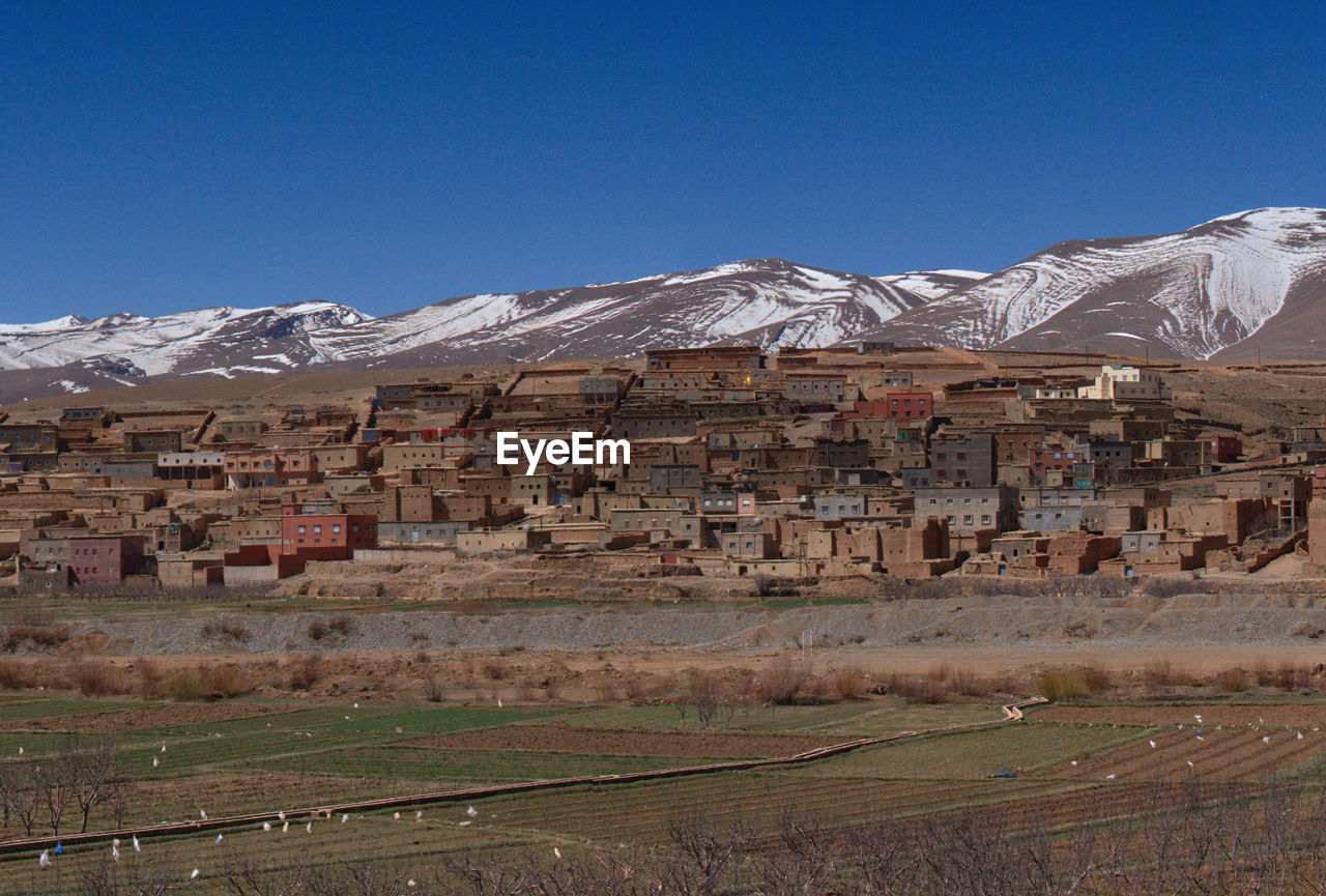 Scenic view of mountains against clear sky