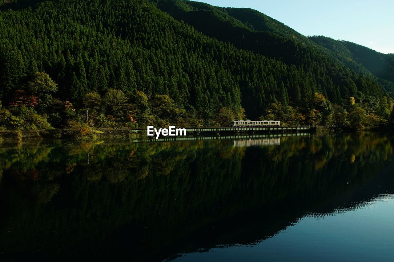 Local train hida running on the takayama line in autumn