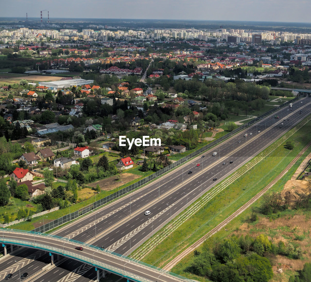 Aerial citscape on warsaw