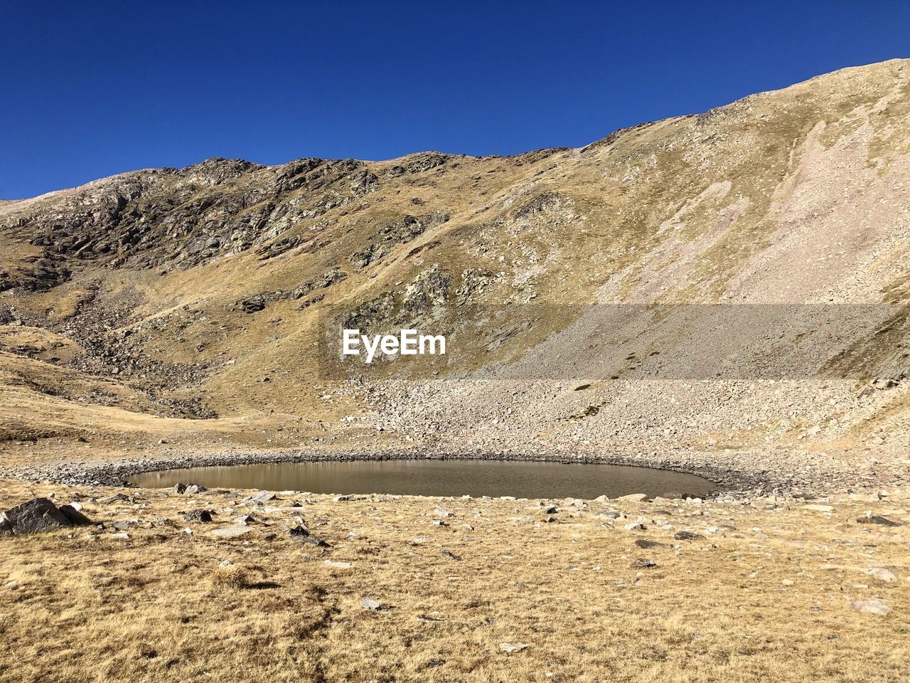 scenic view of landscape against clear blue sky