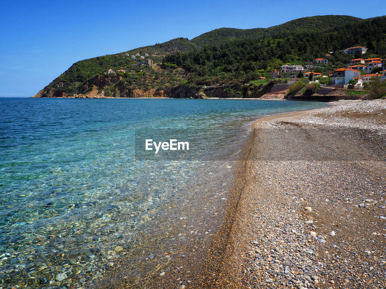 Scenic view of sea against clear sky