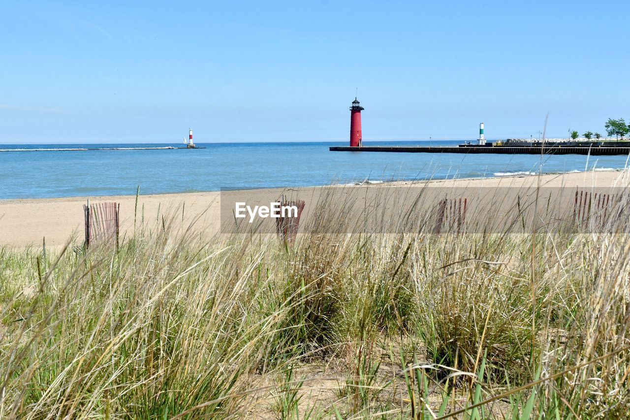 Scenic view of sea against clear sky