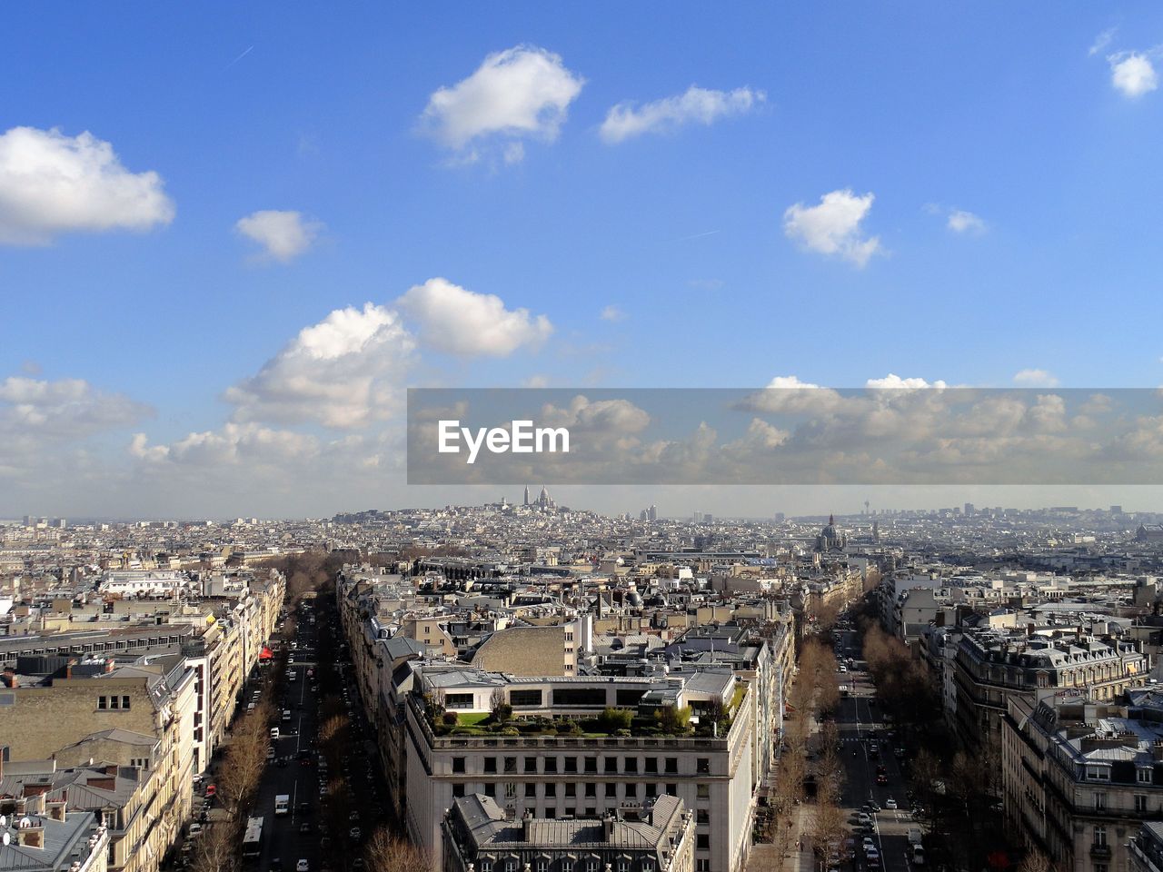 Cityscape against sky seen from arc de triomphe