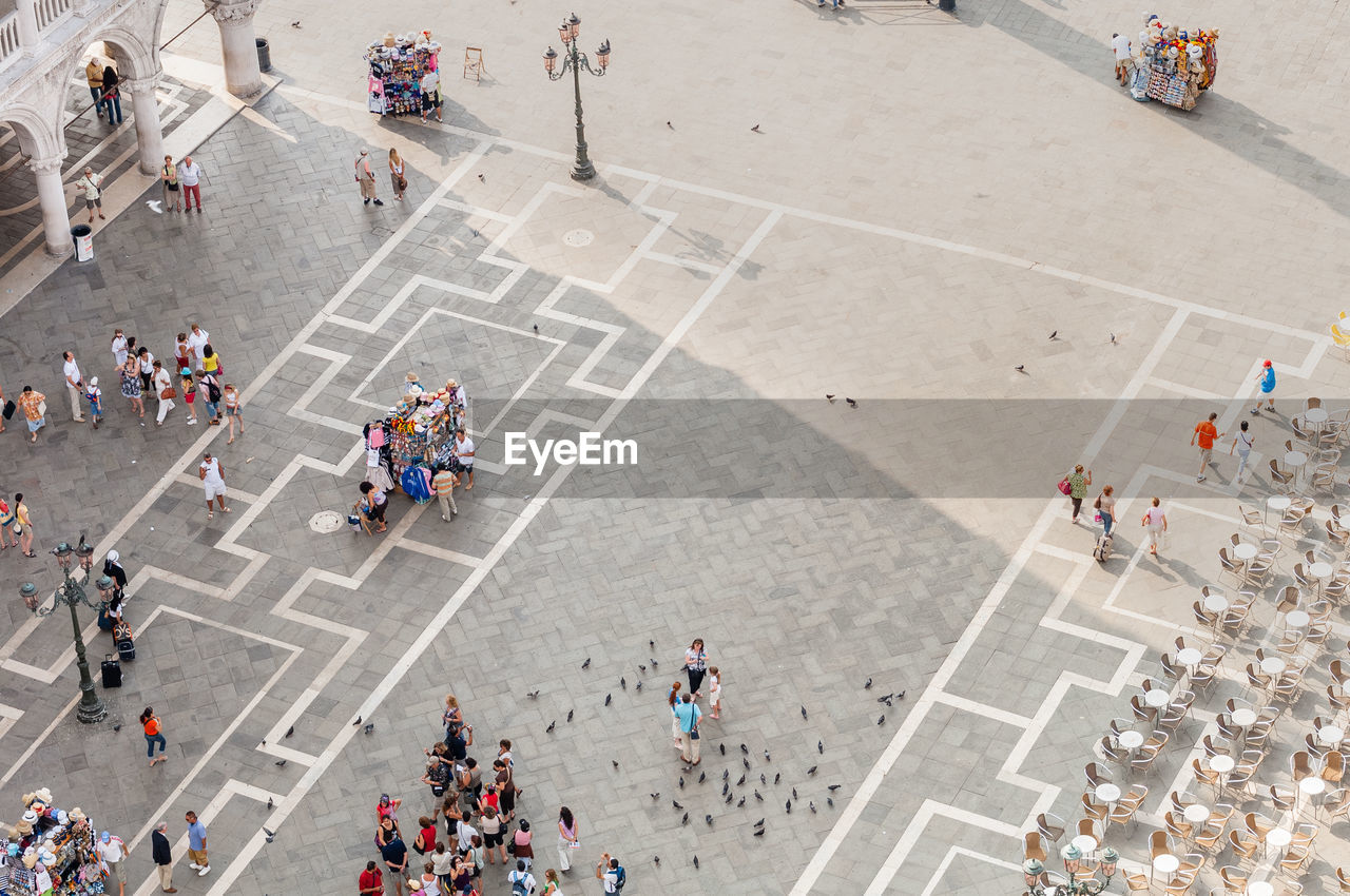 High angle view of people at st mark square