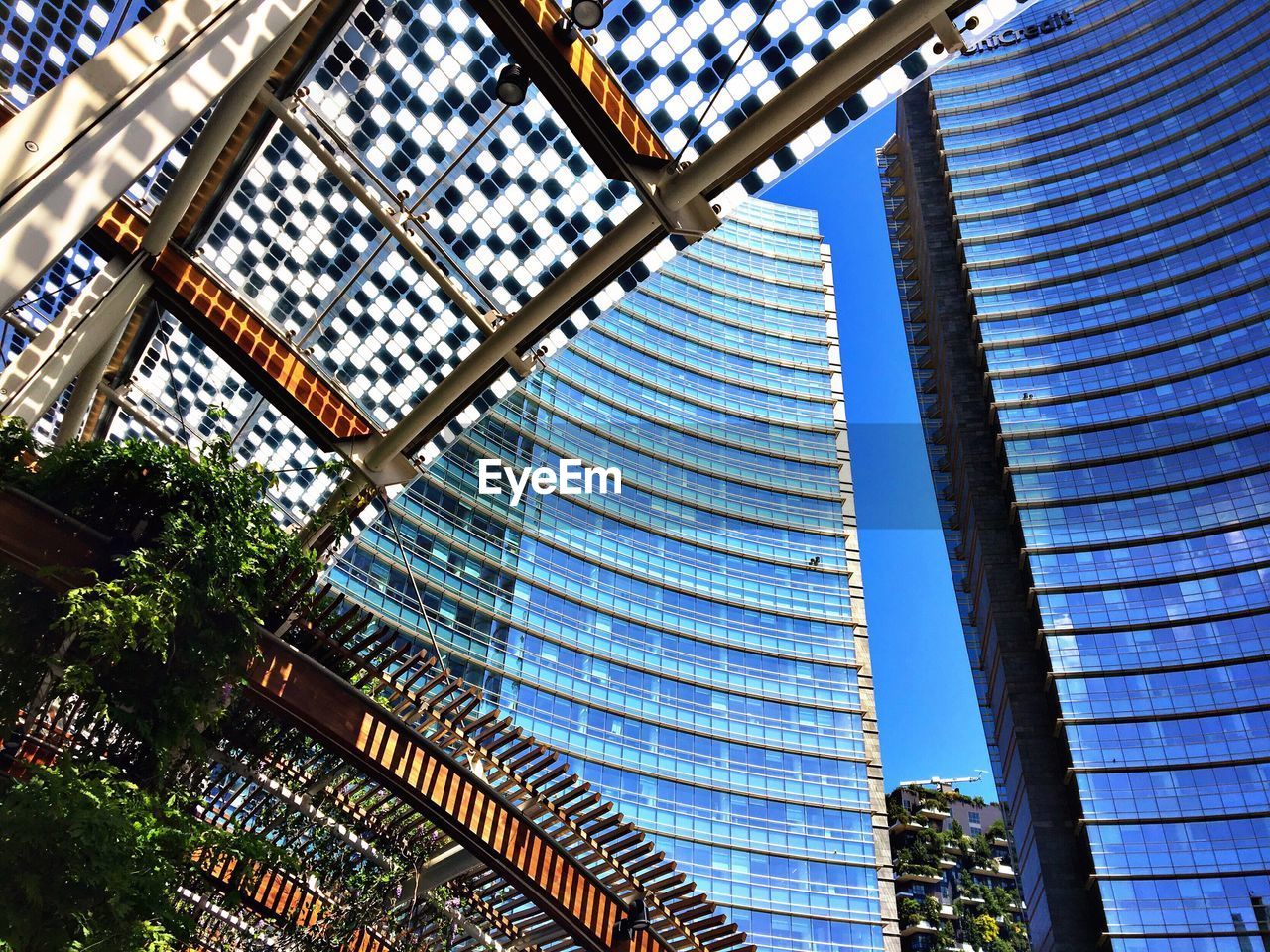 Low angle view of skyscrapers against sky