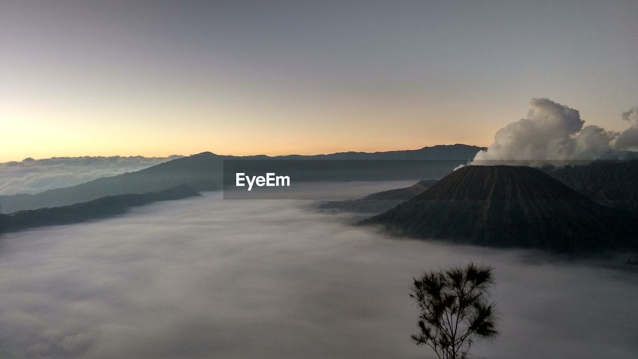 Scenic view of volcano against sky