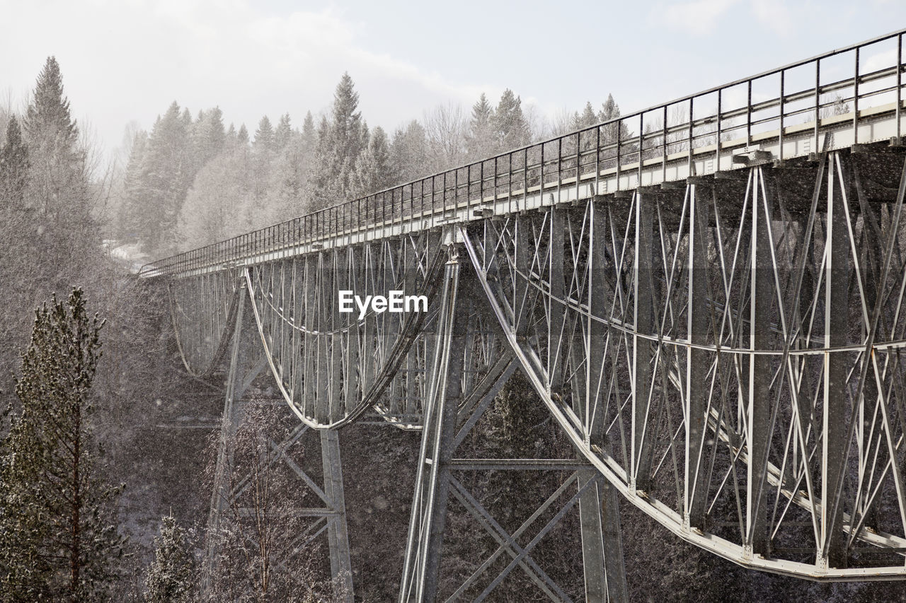 Old steel bridge for cars across the river