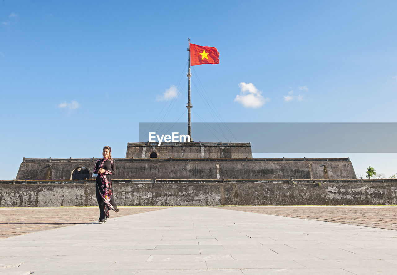 Beautiful woman at the imperial fortress in hue / vietnam