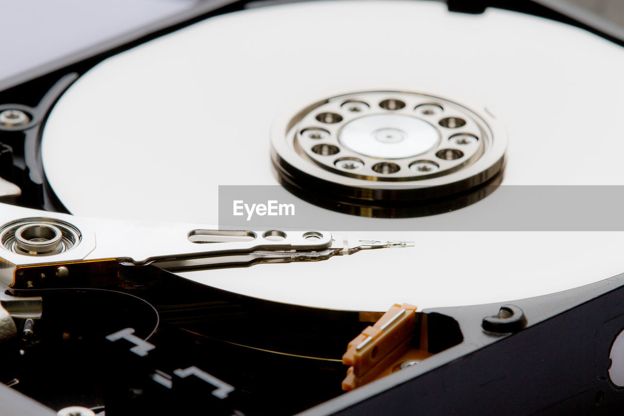 Close-up of hard drive