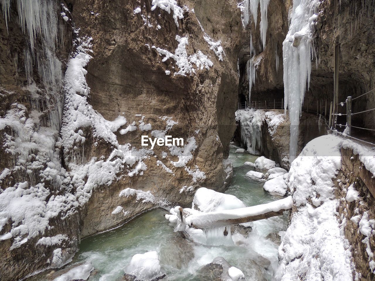 Ice on rock formation by stream