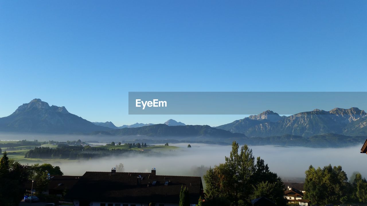 Scenic view of mountains against clear sky