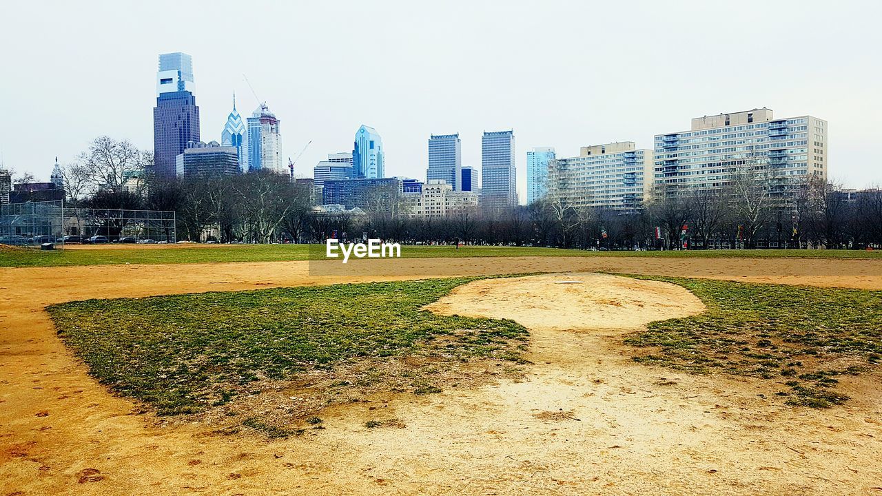 Baseball field at park in city