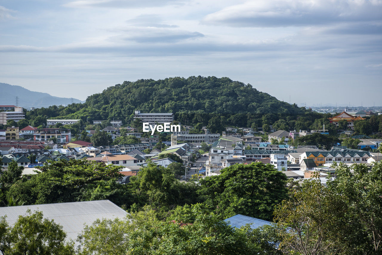 high angle view of buildings in city