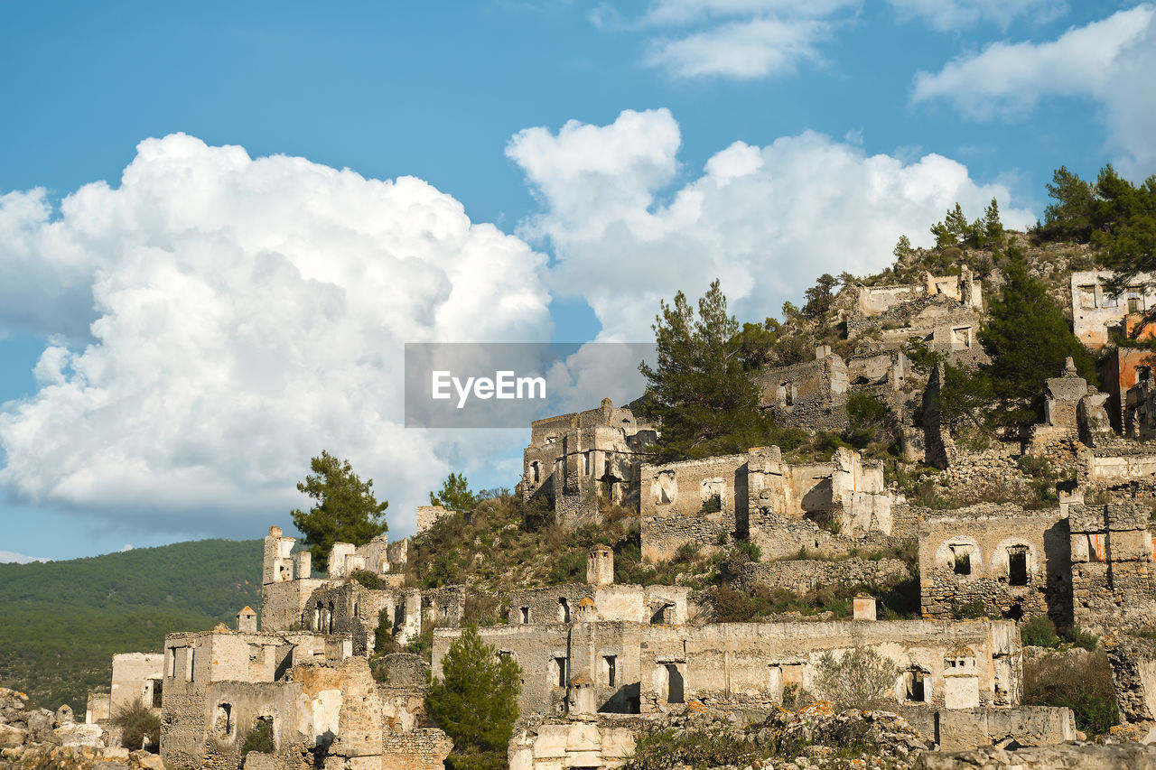 The ruins of the abandoned greek city of levissi near the village of kayakoy in fethiye turkey, 