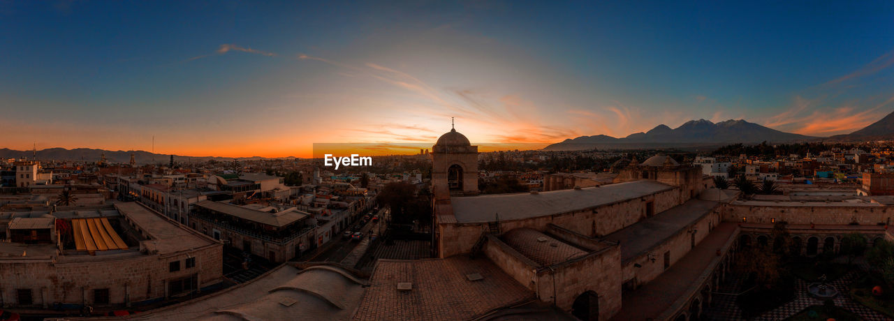 Panoramic view of san francisco church and monastery, san francisco plaza, arequipa, peru