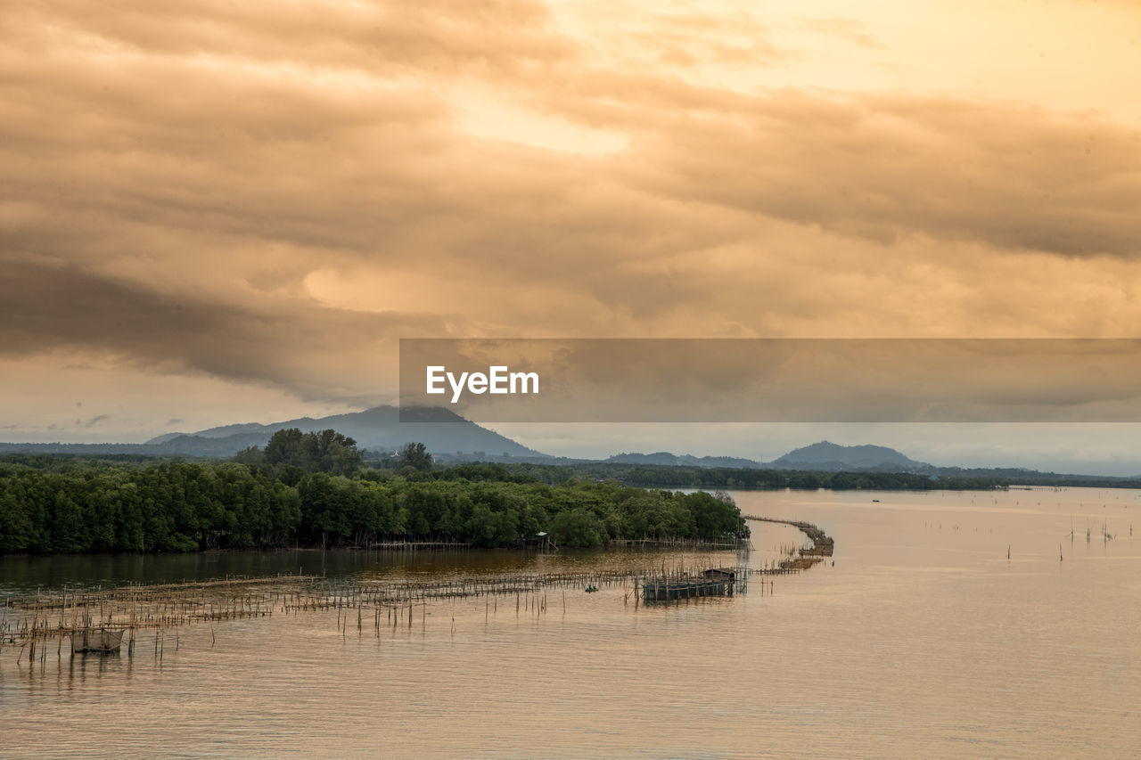 Scenic view of lake against sky