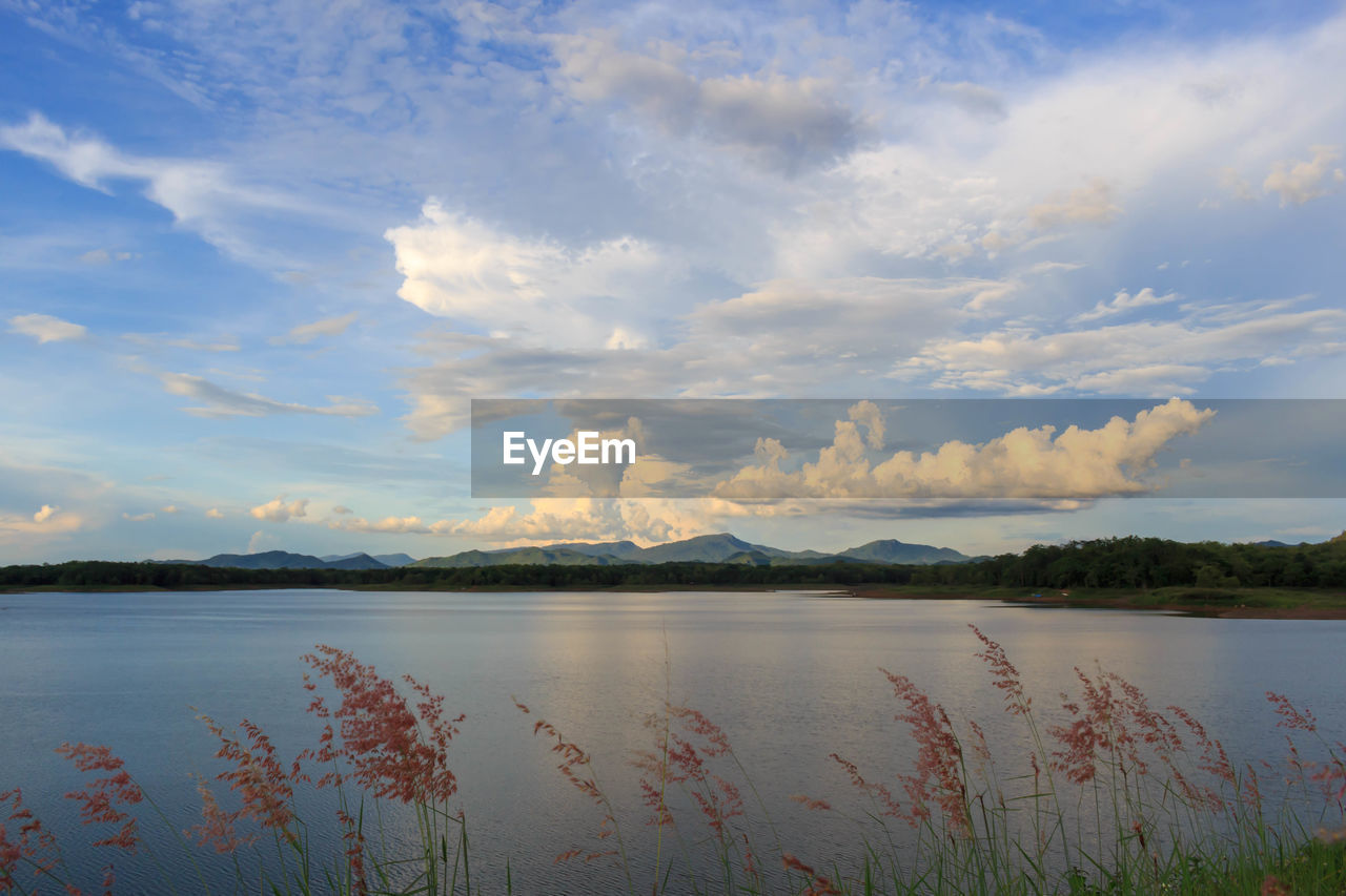 Scenic view of lake against sky