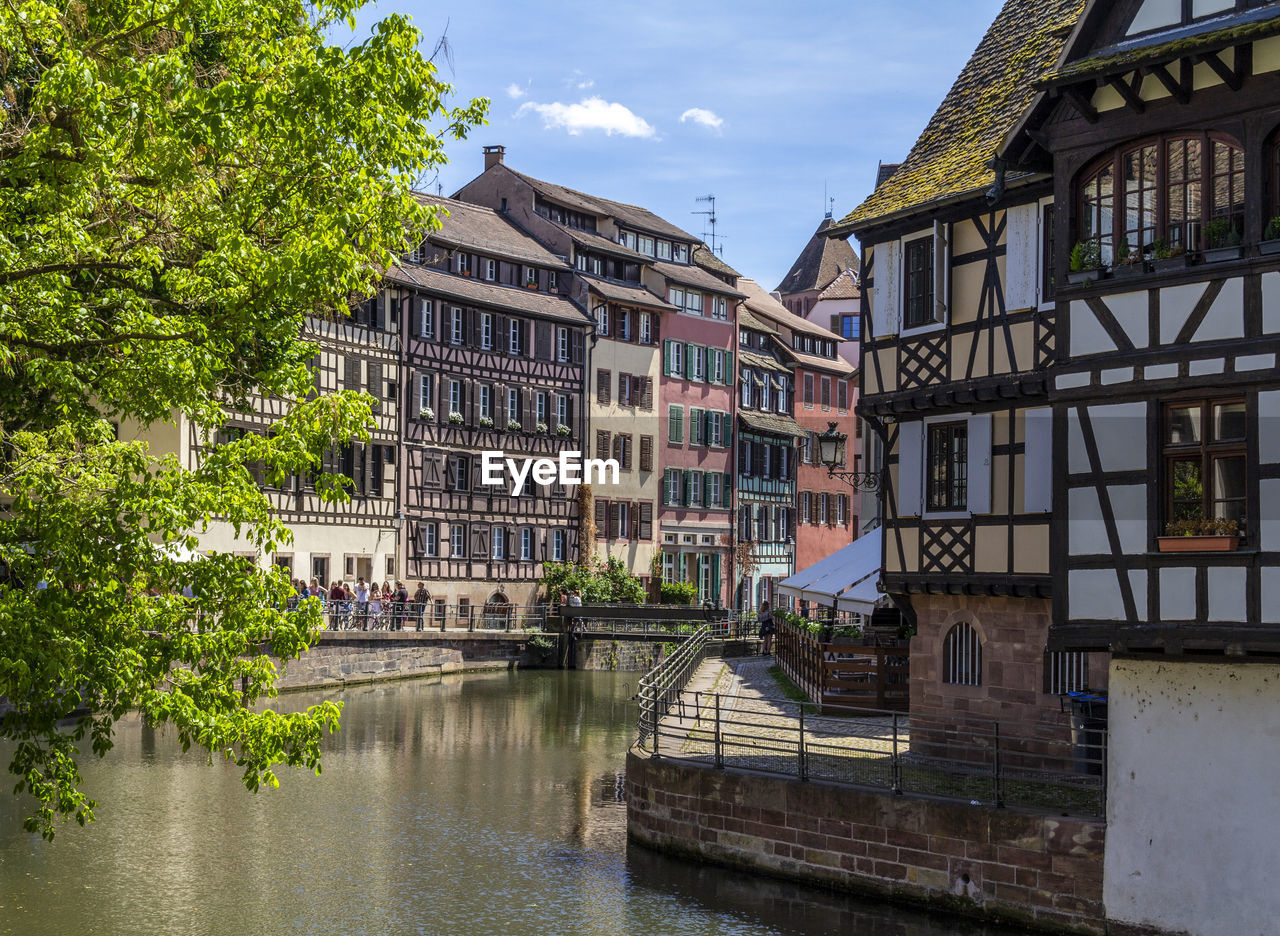 Idyllic waterside impression of strasbourg, a city at the alsace region in france