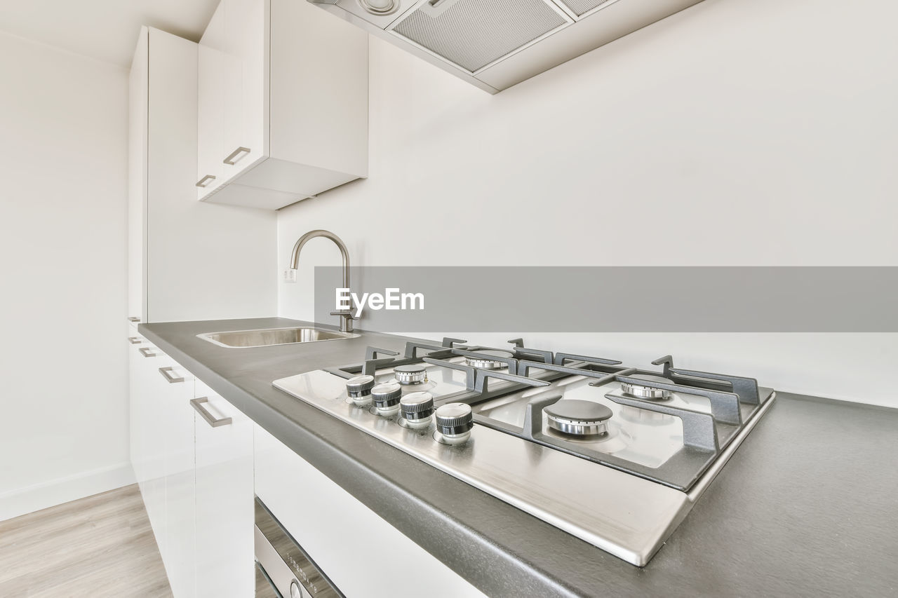 High angle view of sink in bathroom