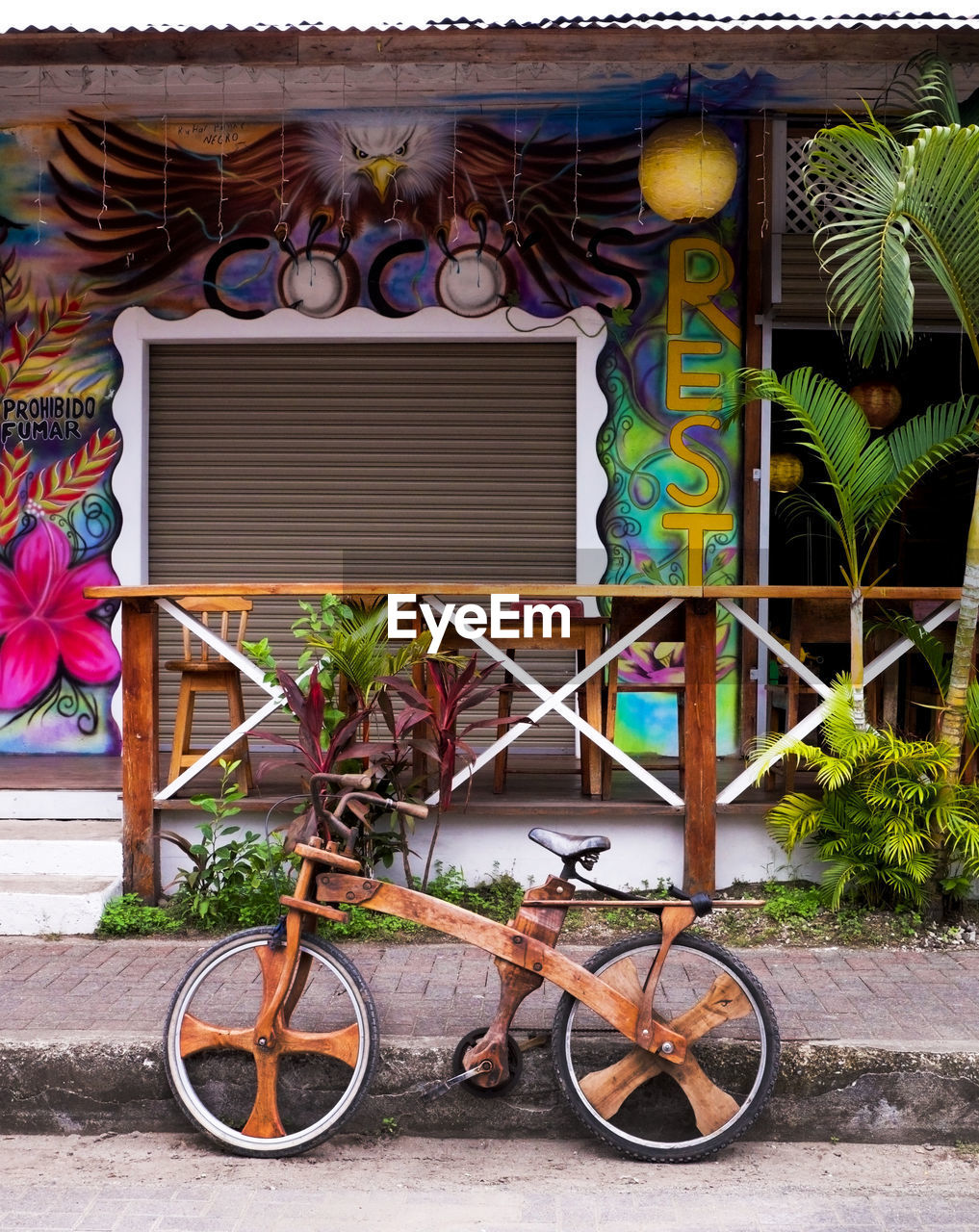 VIEW OF MULTI COLORED BICYCLES