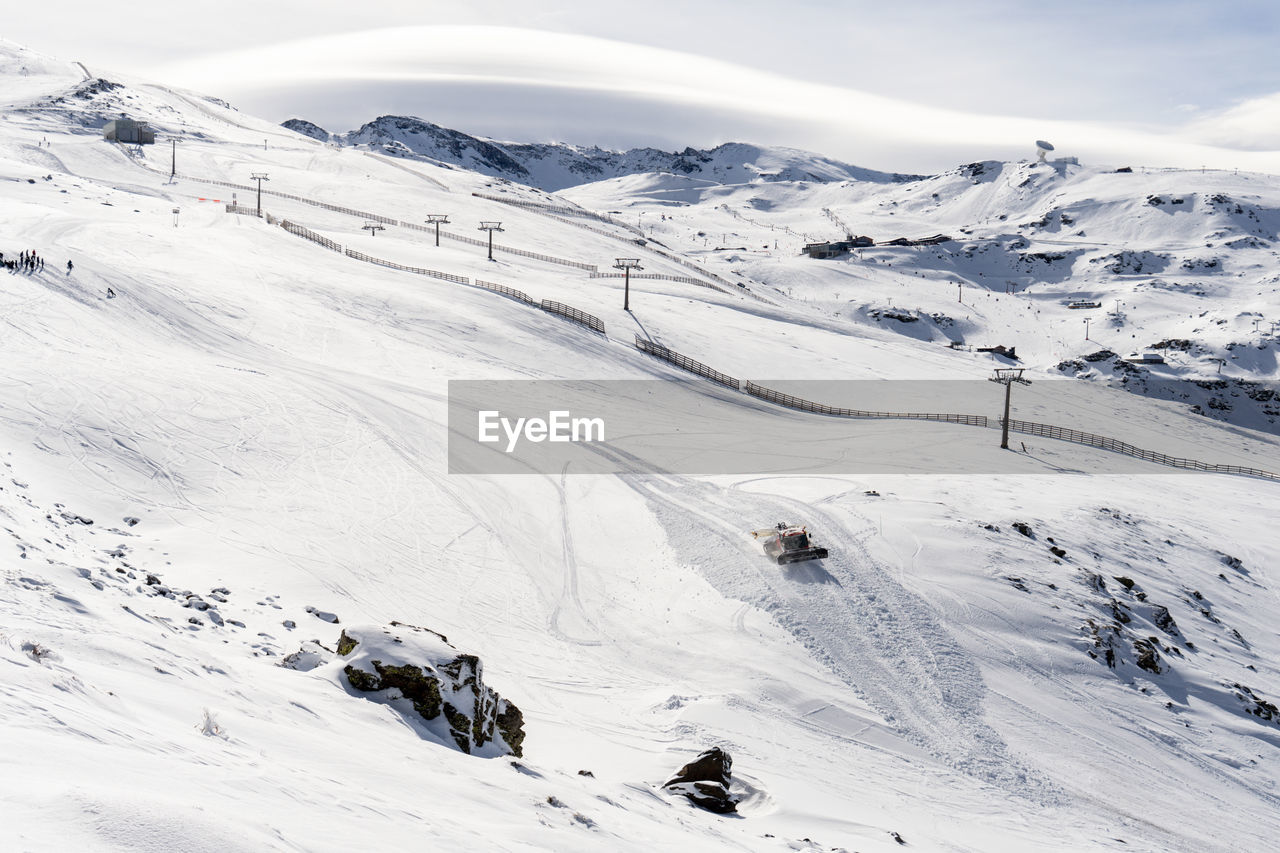 High angle view of snow covered mountain