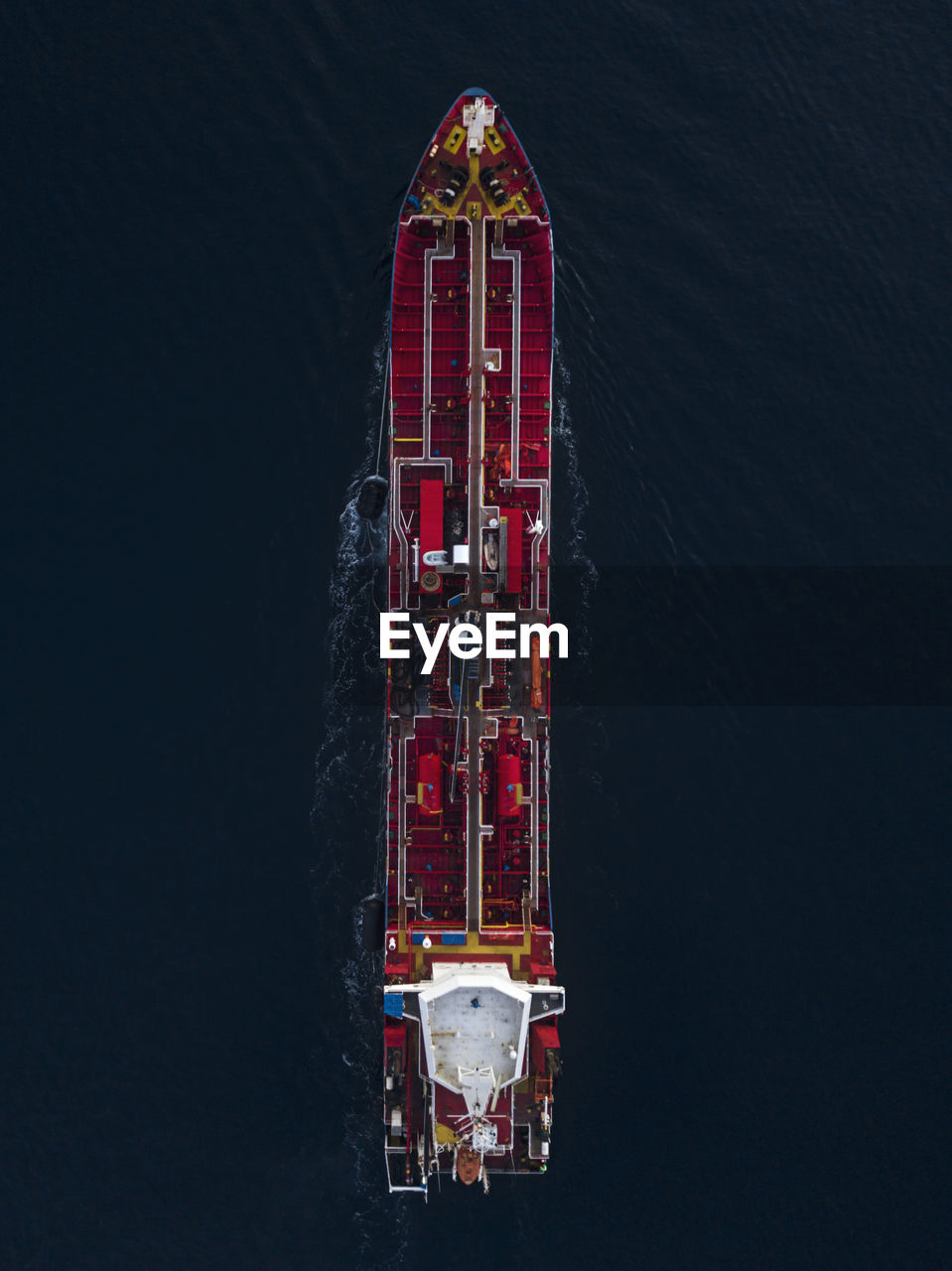 Aerial view of an oil tanker
