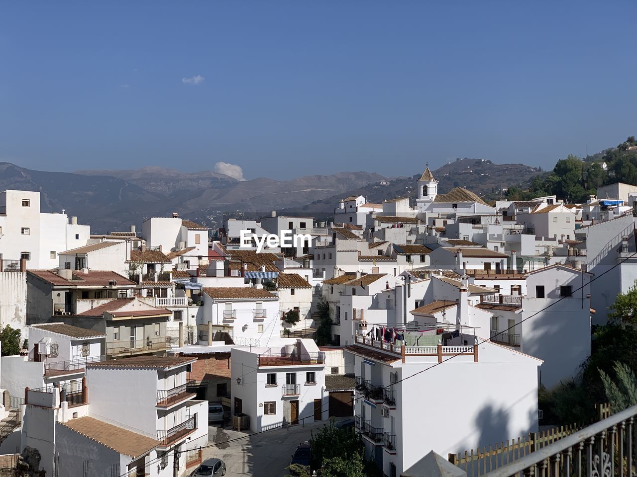 Rooftops of white village of sayalonga in the axarquía region of southern spain.