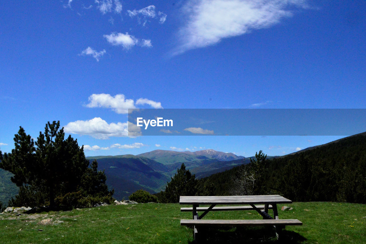 BENCH IN PARK AGAINST SKY