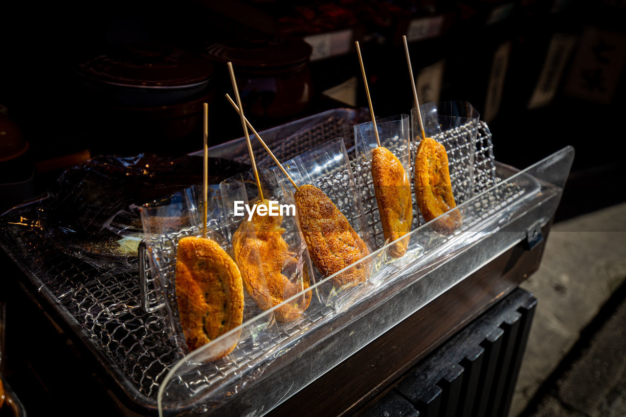 High angle view of food on table