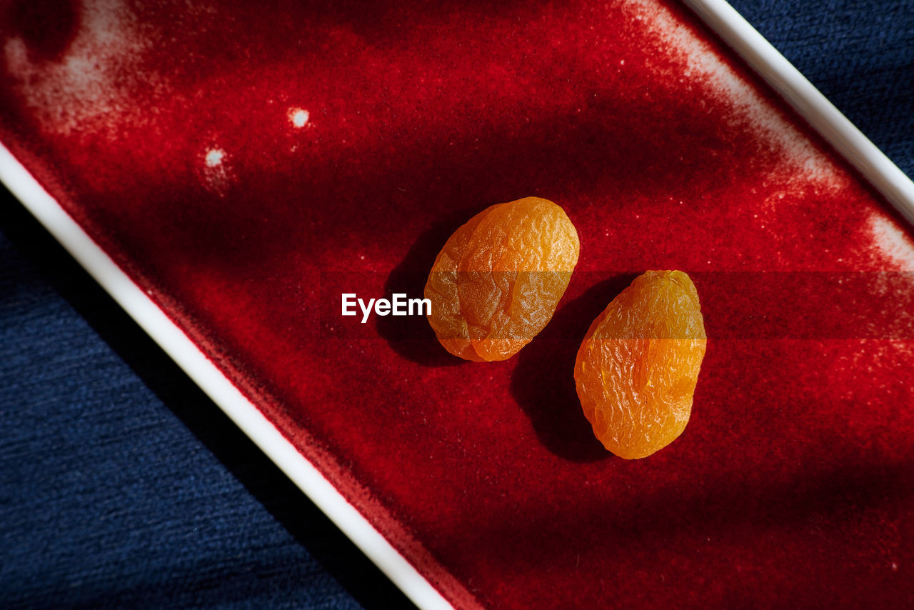 HIGH ANGLE VIEW OF ORANGE SLICES IN BOWL ON TABLE