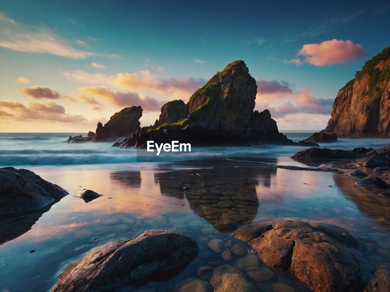 panoramic view of sea against sky during sunset