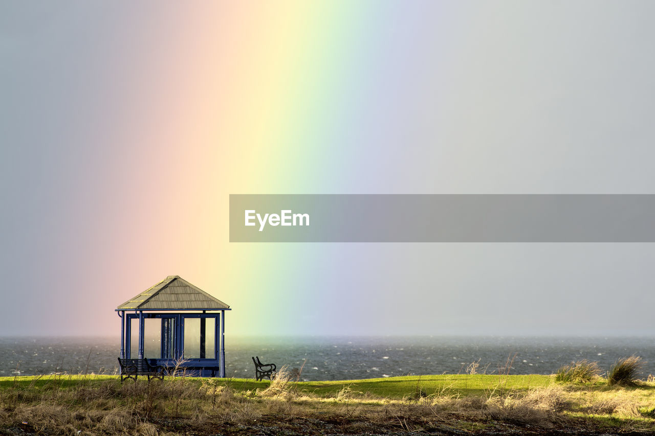 SCENIC VIEW OF RAINBOW OVER SEA