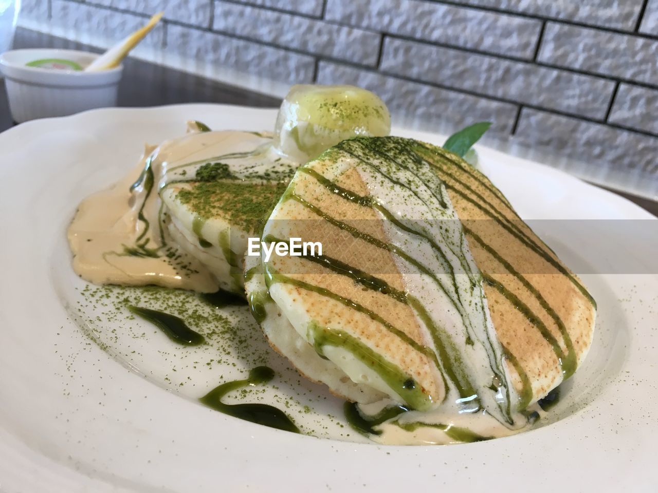 High angle view of breakfast served in plate