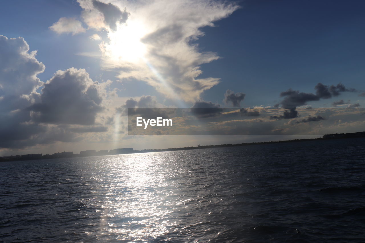 SCENIC VIEW OF SEA AGAINST SUNSET SKY