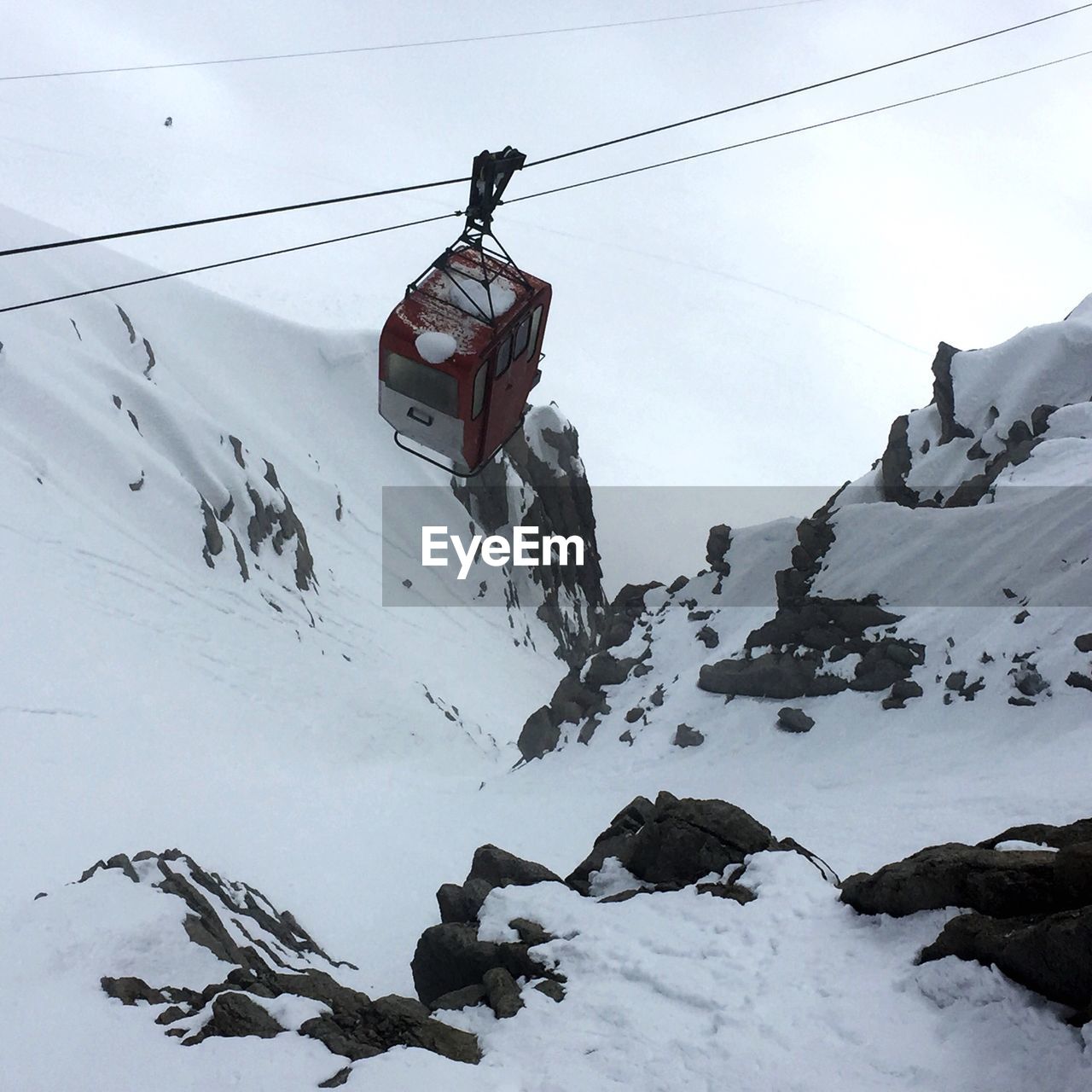 Low angle view of overhead cable car