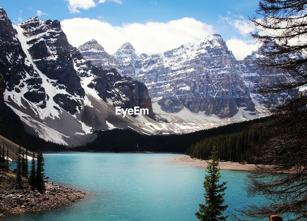 Scenic view of lake against sky