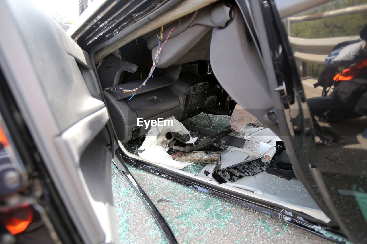 close-up of car on road