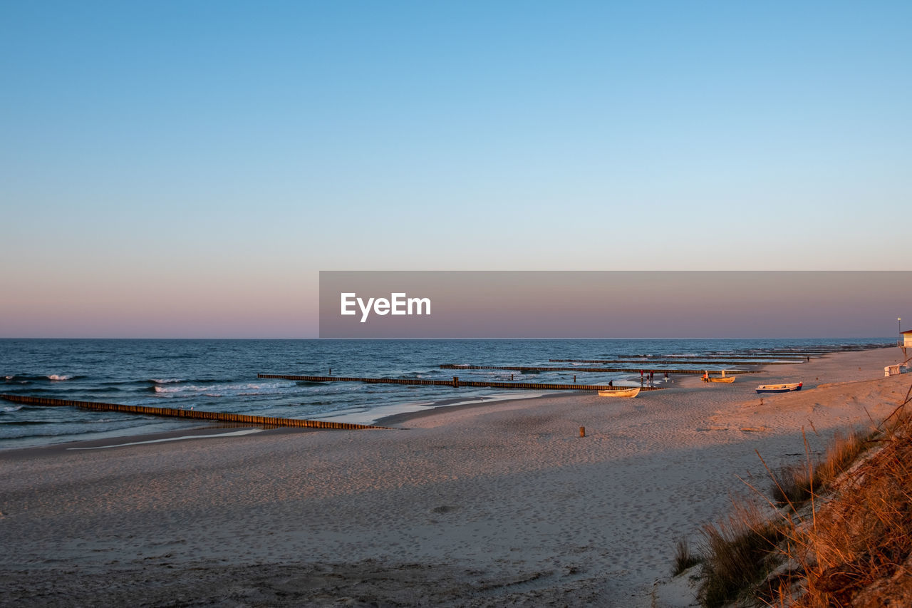 SCENIC VIEW OF SEA AGAINST CLEAR SKY