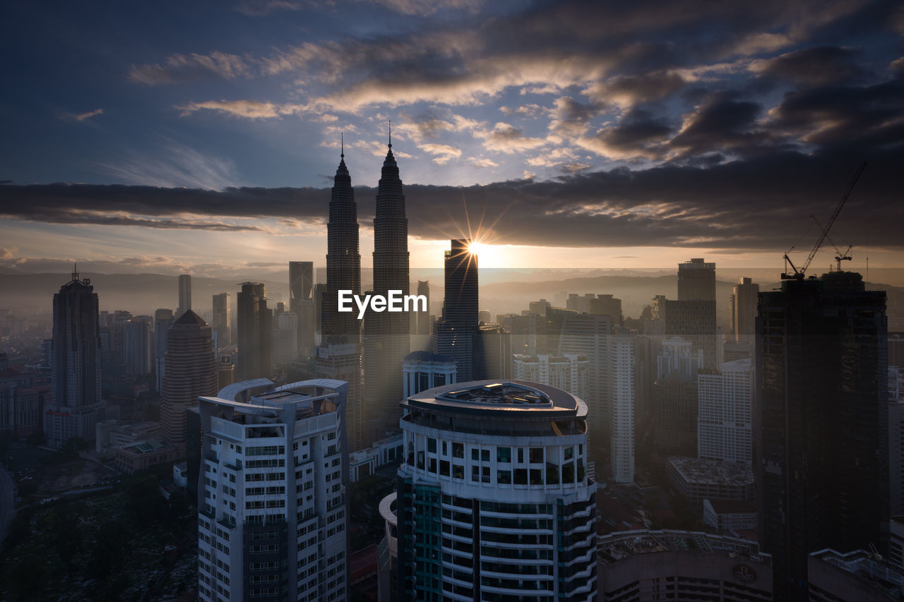 Aerial view of urban skyline