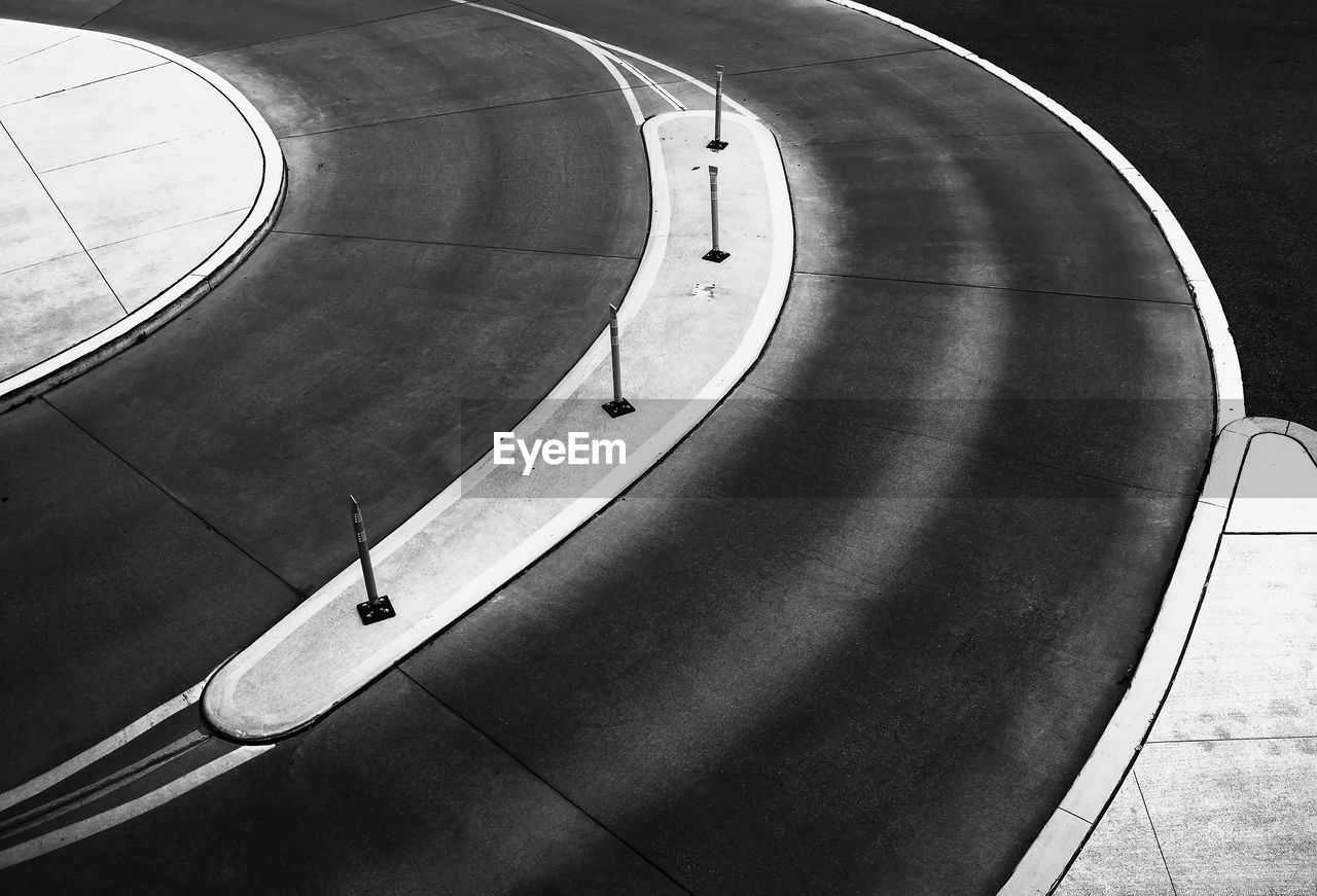 High angle view of empty road