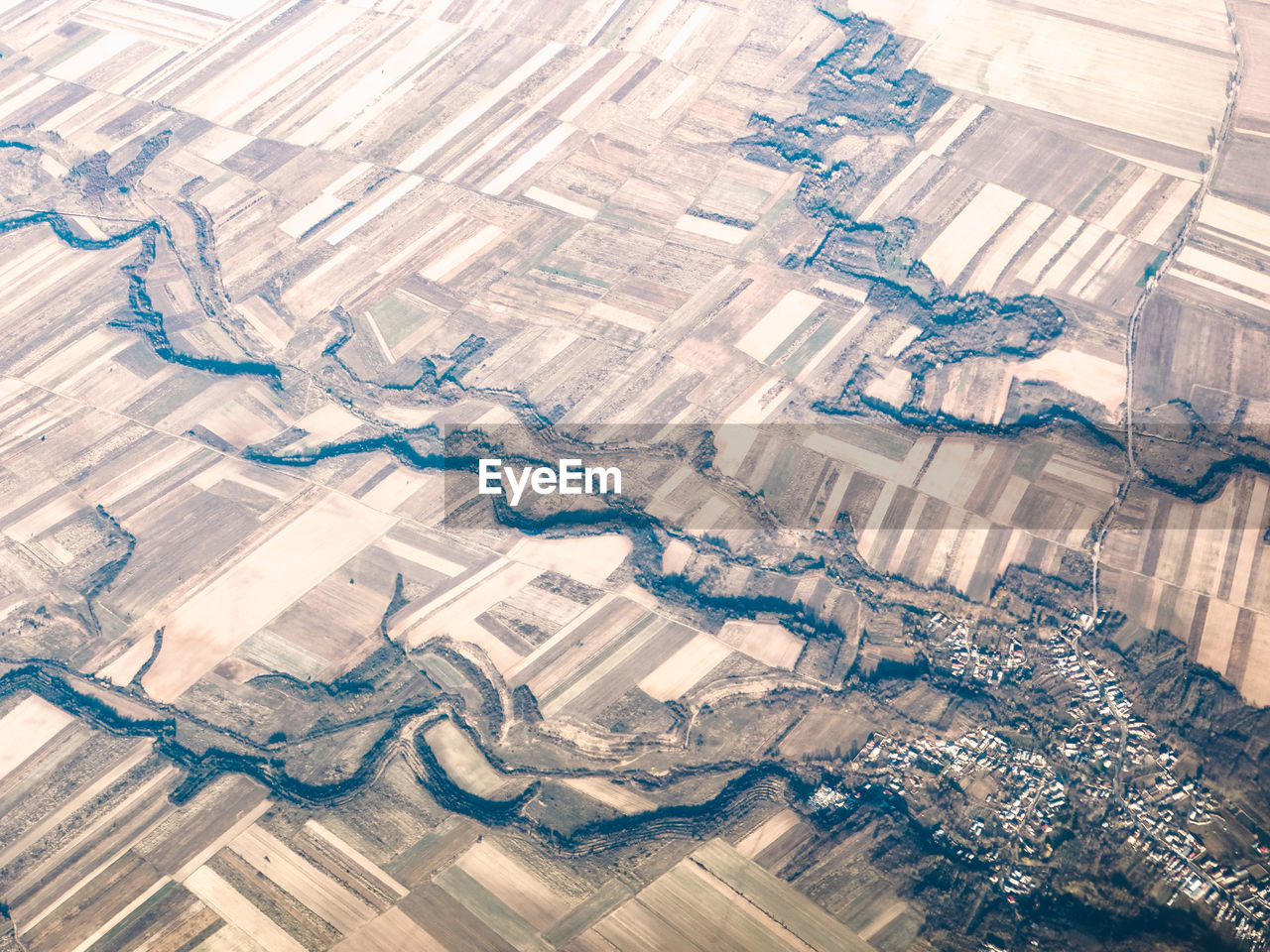 High angle view of agricultural landscape