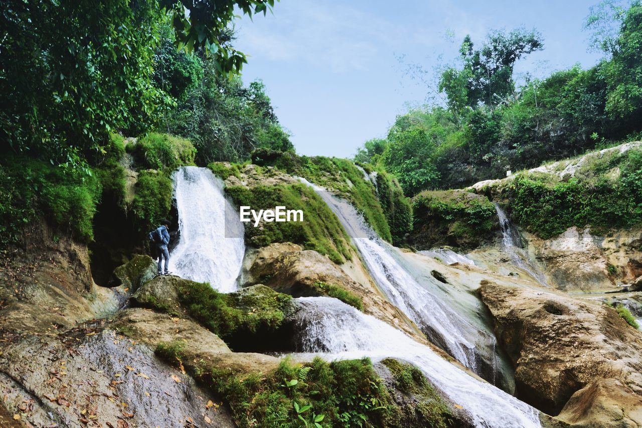 Its cool and beautiful tirtogaluh waterfall east java city blitar in july 2019