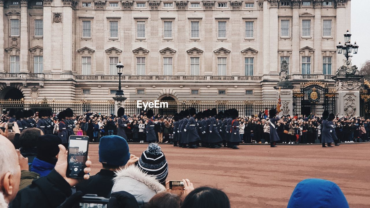 Group of people in front of building